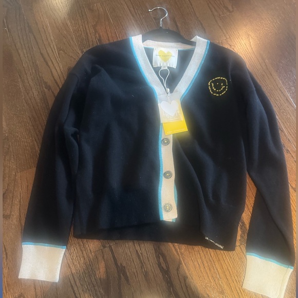 Navy and Cream Cashmere Sweater - Picture 1 of 2